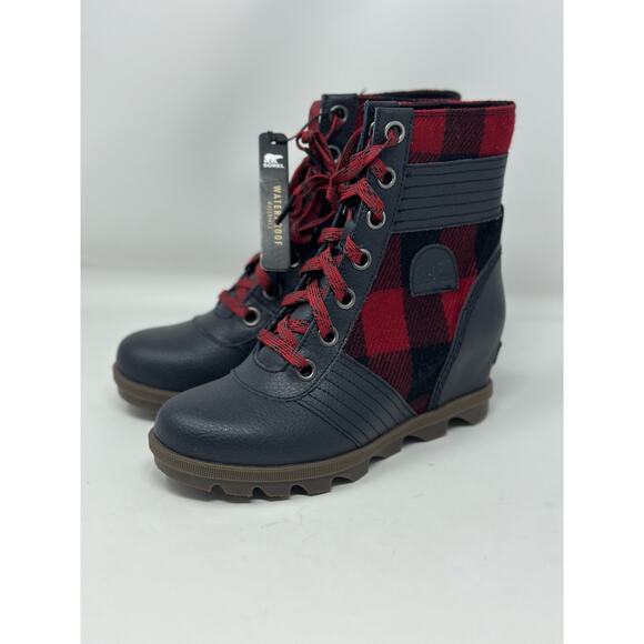 Sorel Youth Lexie Wedge Buffalo Check Plaid Ankle Boots Size 4 - Picture 2 of 5